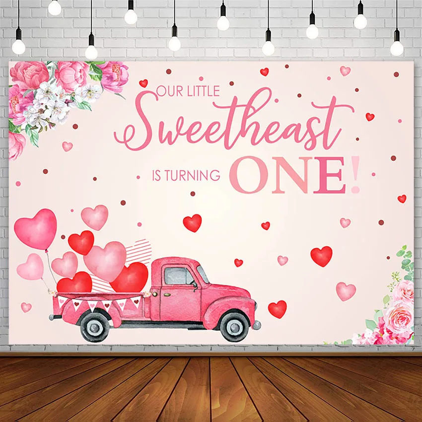 

Avezano розовый фон для фотосъемки на День святого Валентина цветочный автомобиль возлюбленные воздушные шары девочка на 1-й День рождения бан...