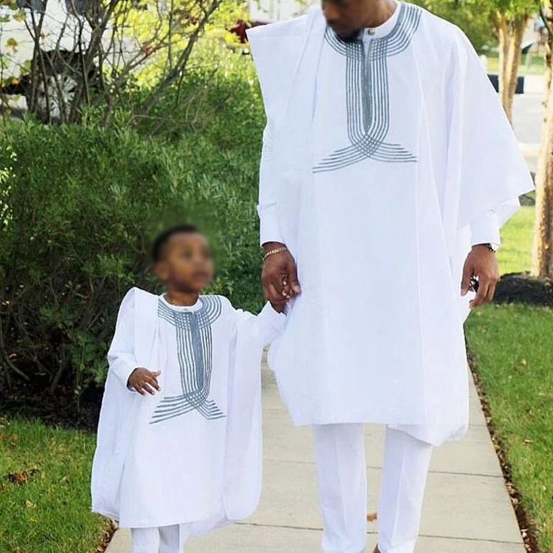 Детские костюмы father son boy dashiki Мужская африканская одежда Африканский костюм
