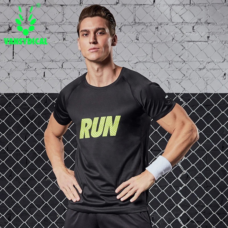 VANSYDICAL Мужская рубашка для бега с буквенным принтом баскетбольная спортивная