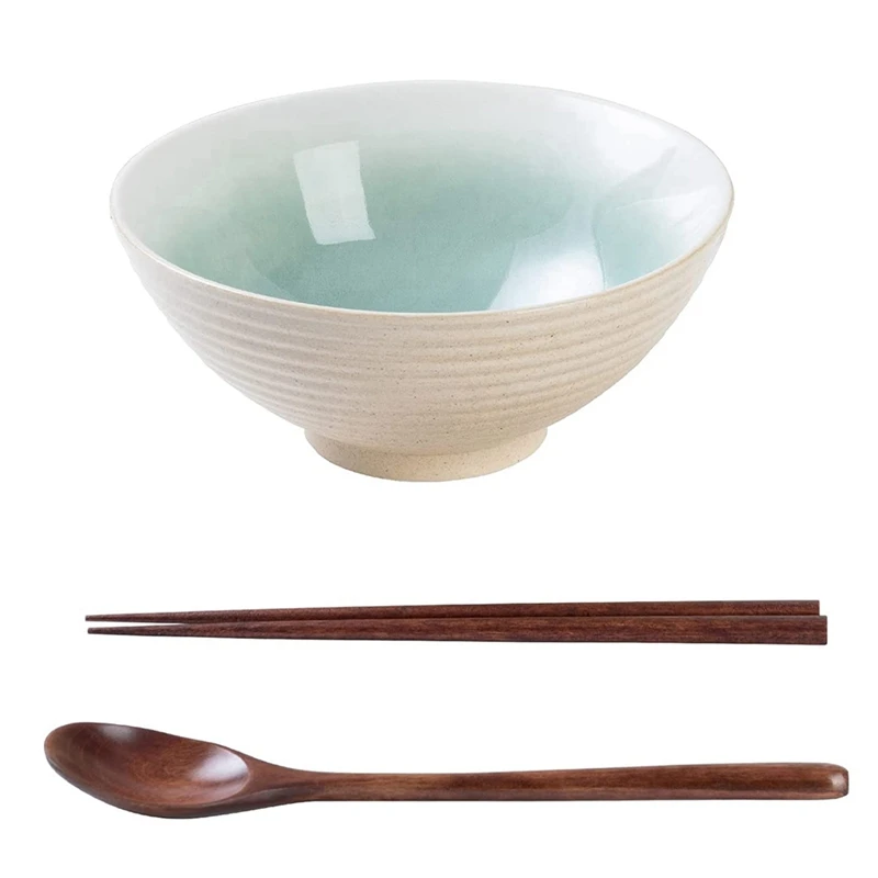 Керамическая японская миска для рамен 8 дюймов лапши с ложкой и палочками | Дом