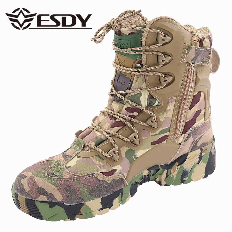 

Desert Camouflage tactical boots Men outdoor anti-skid hiking shoes Special forces military Combat Training boots camping shoes