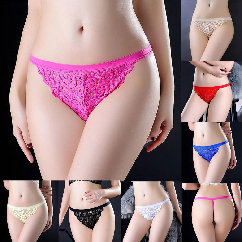 

Sexy Thongs Lace Underwear Woman's Panties Transparent G Strings Wave Point T-back Female Thin Belt Exotic Lingerie Panties