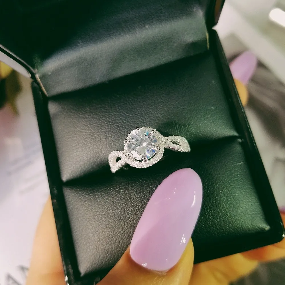 Оригинальные обручальные кольца из стерлингового серебра 925 пробы halo Twisted sede для