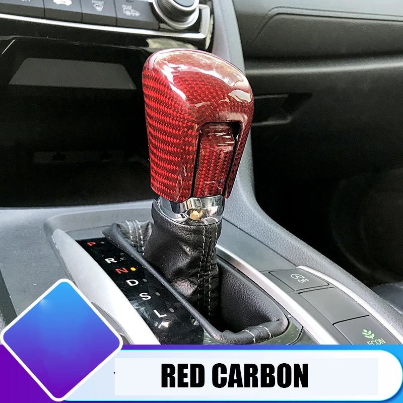 

Ручка переключения передач из углеродного волокна Алькантара для Honda Civic 2016, 2017, 2018, 2019, 2020, 2021, 10 поколения, ручка переключения передач, Шарико...