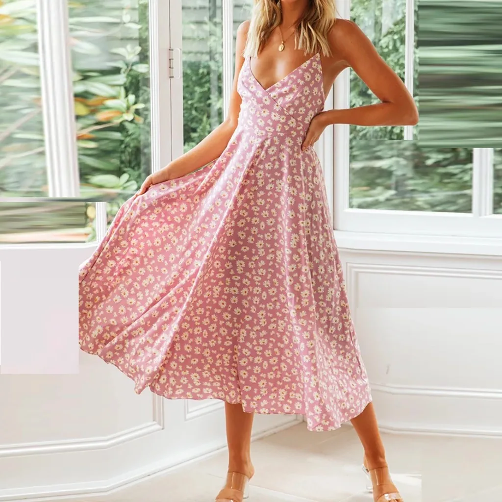 Женское Повседневное платье с запахом пикантное пляжное цветочным принтом