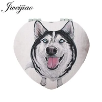 youhaken collie dog makeup mirrors heart shaped pet dogs folding mini pocket hand compact mirror 1x2x magnifying