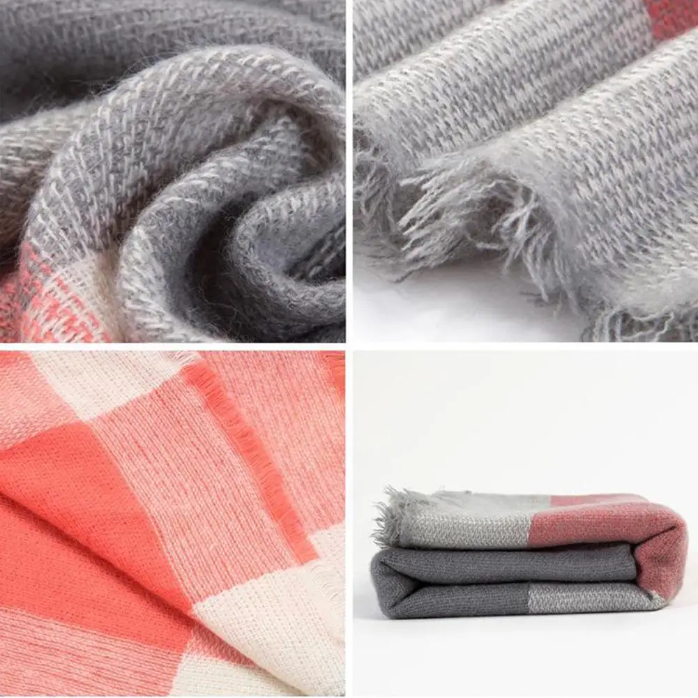 Женский модный шарф Дамский зимний теплый в клетку тартан шаль для шеи палантин