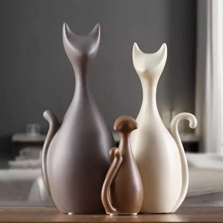 

Nordic Modern Abstract Ornaments, Deer and Cat Home Ceramic Crafts As Gifts or Wedding Home Living Room Figurines