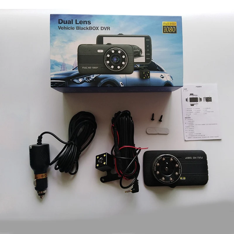 

4 inch LCD HD 1080P Car DVR/Dash Camera 50Hz/60Hz Auto Radios Cam Vehicle Driving Recorder Dual Lens G-Sensor MIMI-USB2.0 Black