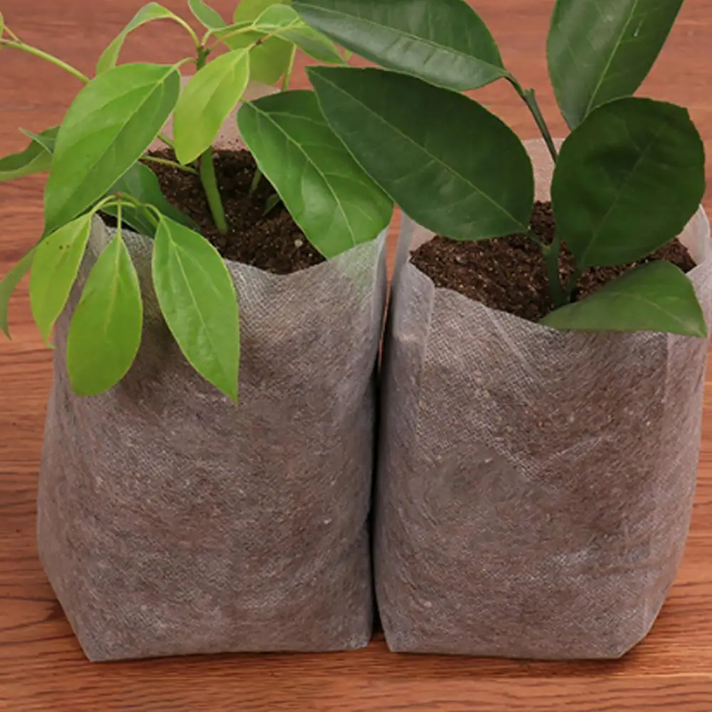 

100Pcs Eco-Friendly Ventilate Bag Biodegradable Nonwoven Fabric Nursery Plant Grow Bags Seedling/Growing Planter Planting Pots