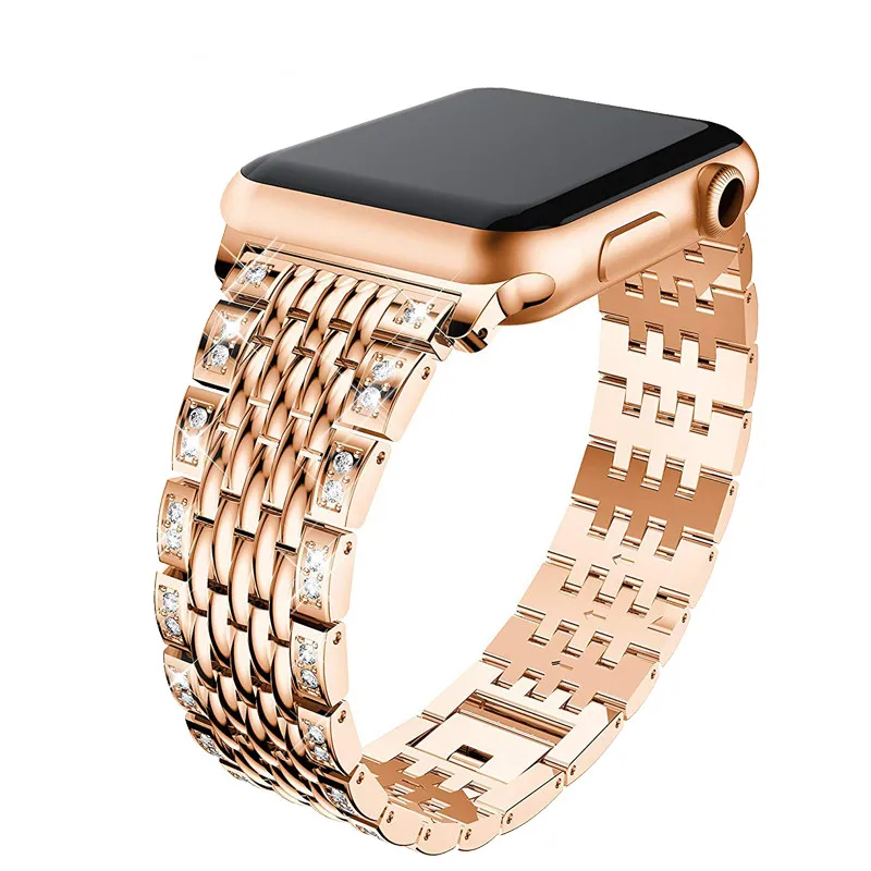 Женский алмазный браслет для Apple Watch 38 мм 40 42 44 металлический из нержавеющей стали