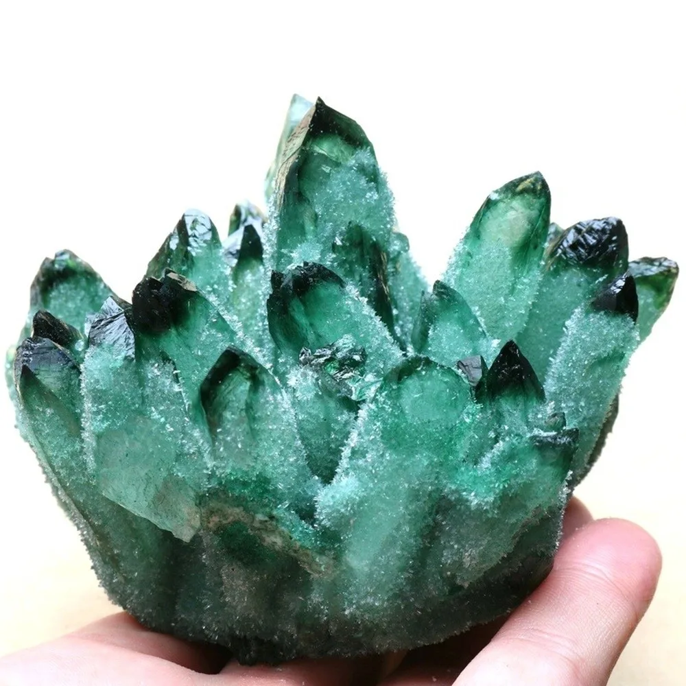 

About 500g-1000g New Find Natural Beatiful Green Tibetan Quartz Crystal Cluster Specimen
