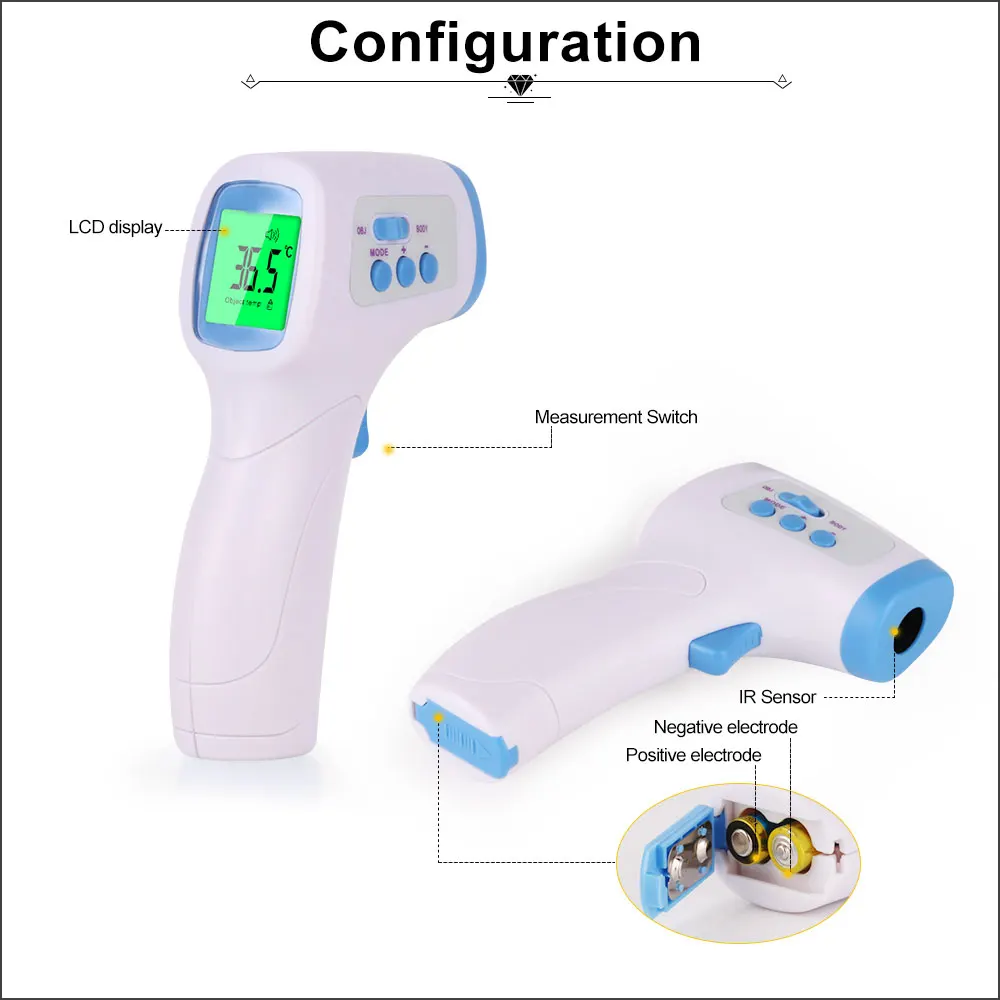 RZ Infrared Baby Thermometer Digital Kids Adult Forehead Non-contact Infrared Thermometer Gun With LCD Backlight Termometer