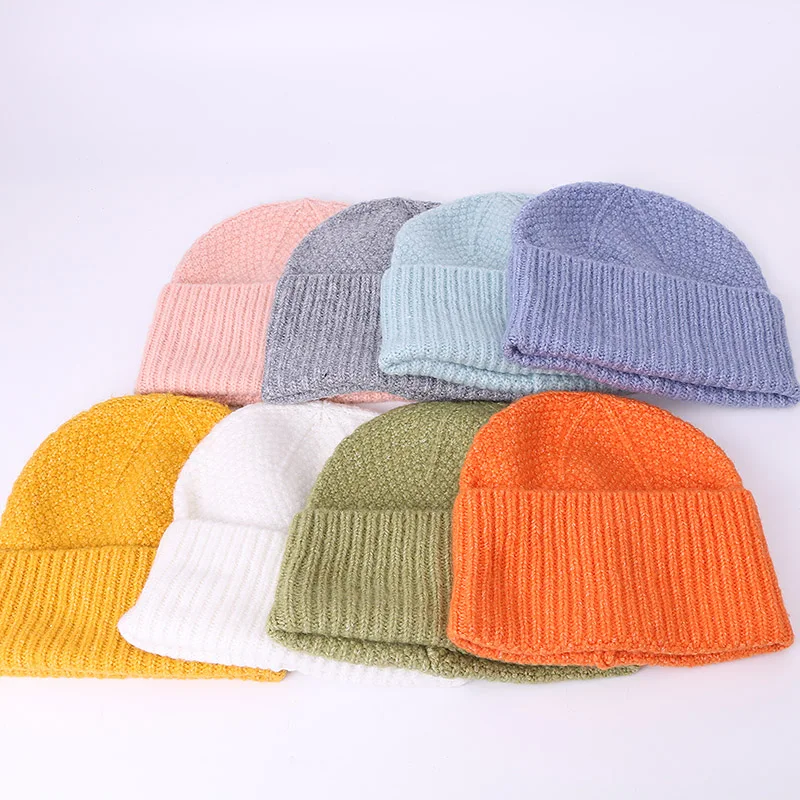 Зимняя шапка для женщин и мужчин плотные теплые вязаные крючком шапки однотонные