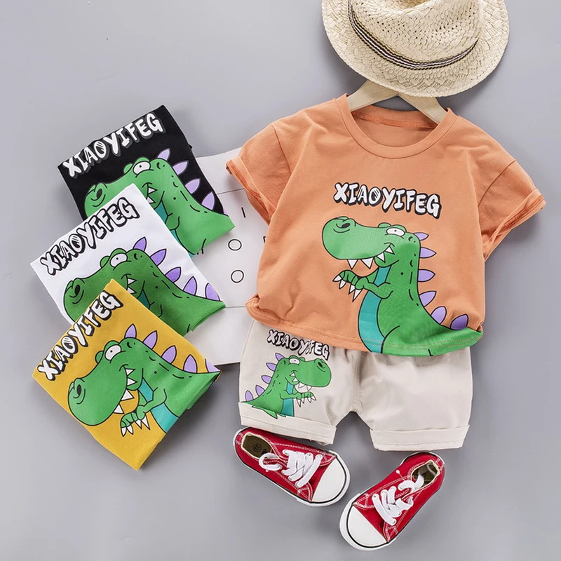 

Summer Toddler Infant Clothing Sets BOY Cartoon dinosaur T Shirt Shorts Baby Girls Boys Clothes Suits Kids Children Costume 1-4Y