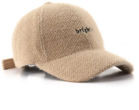 

2021 Brand Windproof Cashmere Baseball Caps Trendy Khaki Pink Plus Velvet Warm Winter Hats For Women Men Gorras Para Mujer