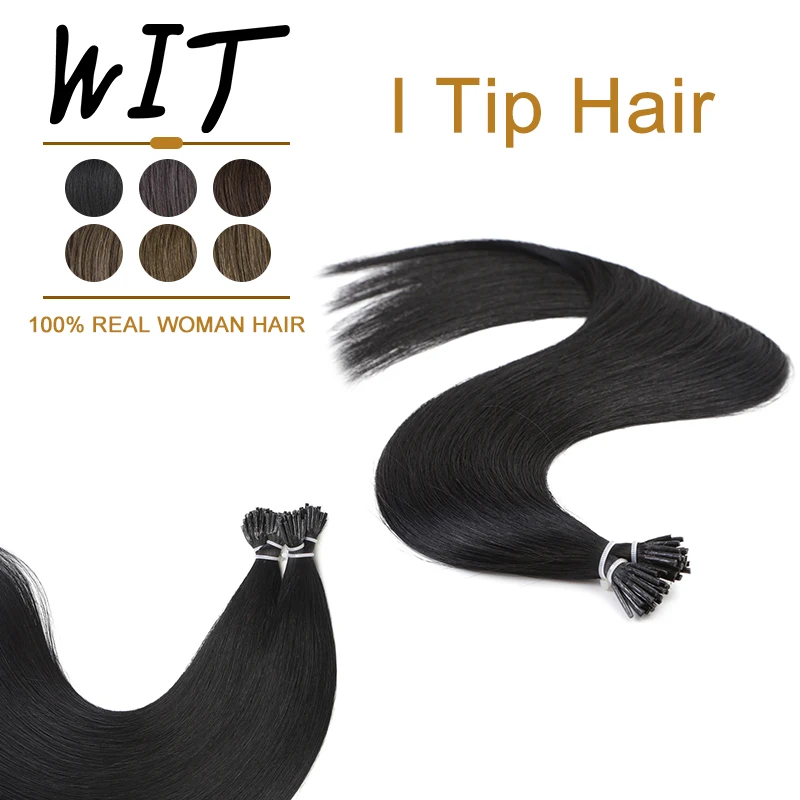 

WIT 6 Colors Straight I Tip Hair Extensions 24inchs Machine Remy Hair Pre Bonded Capsules Keratin Fusion Hair Blonde 1g/s