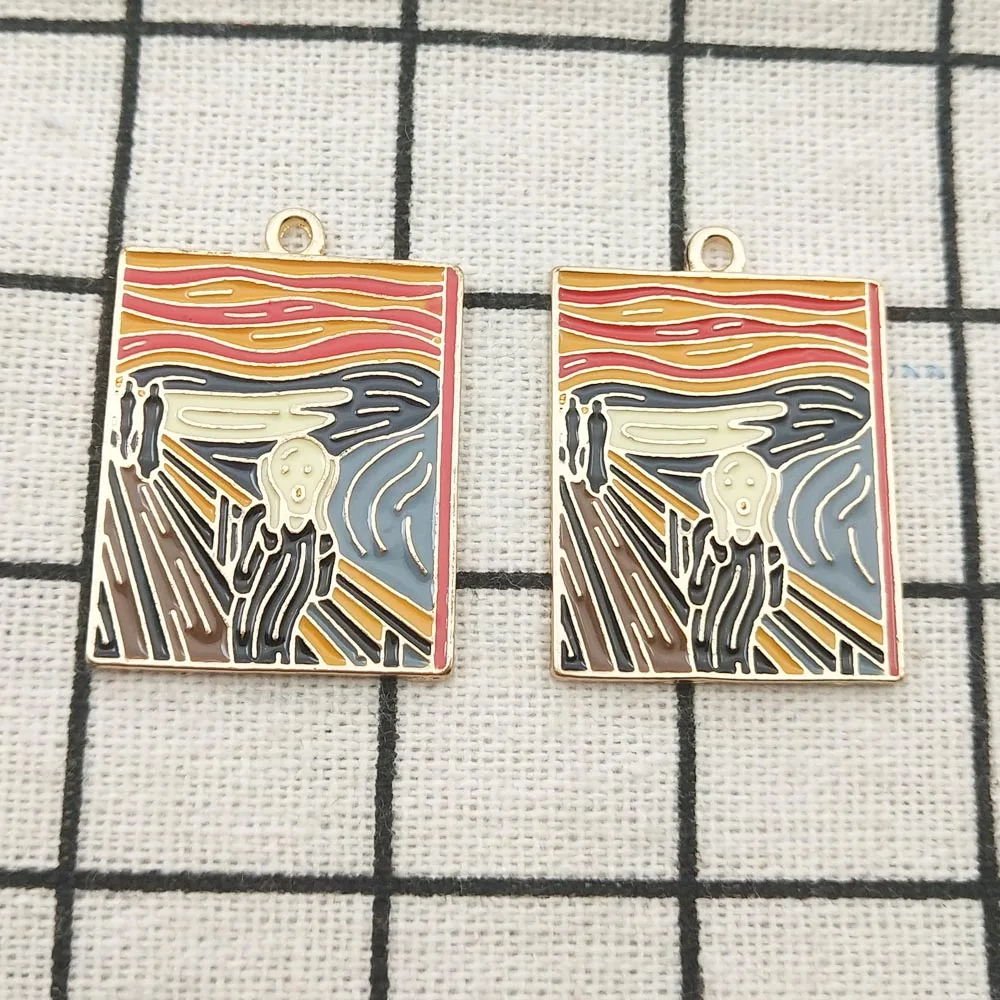 

10pcs 23x30mm enamel abstract painting charm for jewelry making crafting earring pendant bracelet charm necklace charms