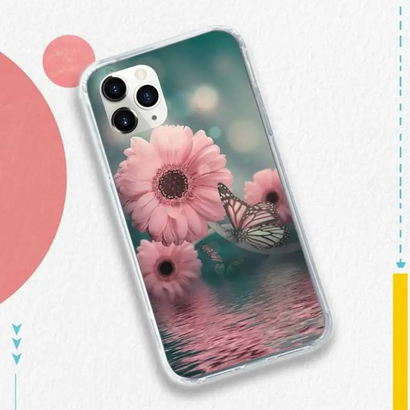 

Butterfly on Colorful flower art Phone Case for iPhone 11 12 pro XS MAX 8 7 6 6S Plus X 5S SE 2020 XR