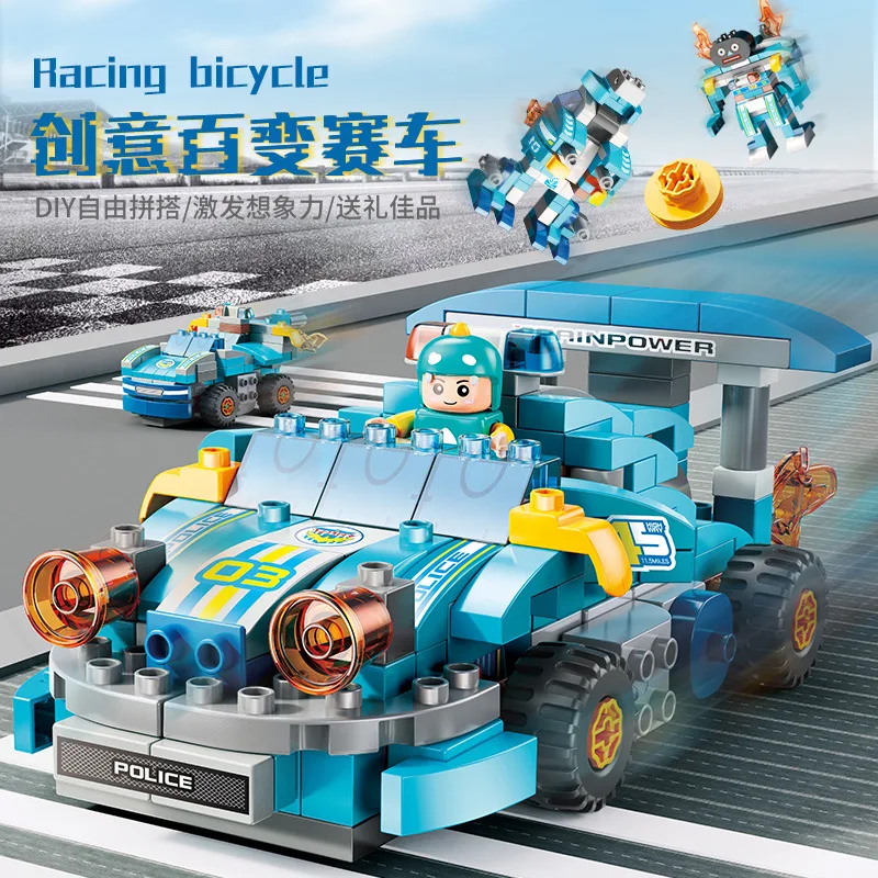 

Building Blocks Racing City Classic Brand Creative Car Bricks Bulk Model DIY 182 PCS Large Particle BlocK Children Toys Gifts