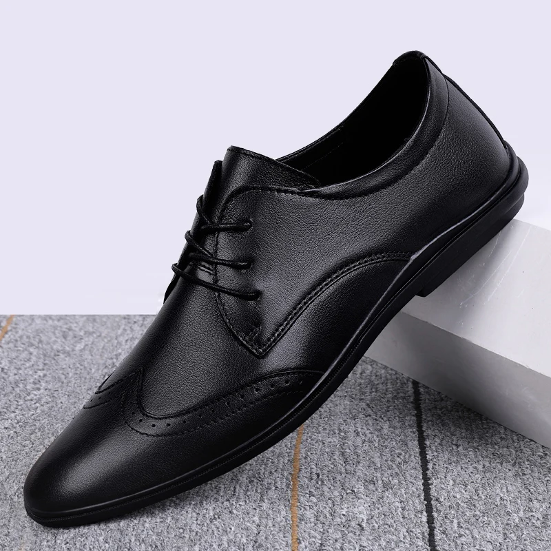 

Genuine Leather Business Shoes Men's Formal Gentleman's Suit Shoes Luxury Oxfords High Quality Brogue Casual Italian Man Shoes
