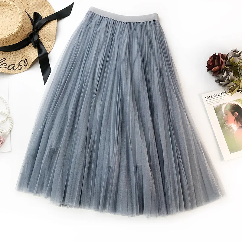 Весенняя черно-белая Тюлевая юбка эластичная высокая талия Женская феи