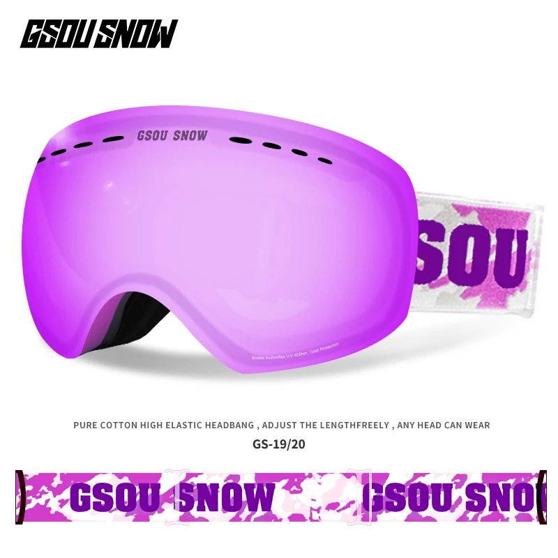 GSOU SNOW Ski Goggles Double Layers UV400 Anti-fog Big Ski Glasses Men Women Snowboarding Skiing Goggles With Packet - Цвет: 003
