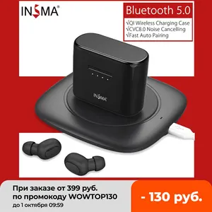 insma mini tws in ear bluetooth 5 0 earphone sports hi fi stereo true wireless earbuds binaural support qi charging ear buds free global shipping