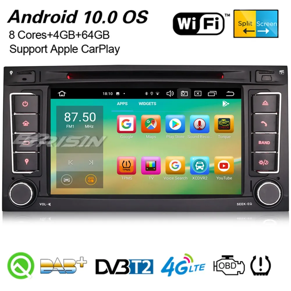 Erisin 8156 Octa Core Android 10 0 DAB + Navi WiFi CarPlay TPMS GPS Bluetooth DVR Canbus DSP автомобильное стерео для VW