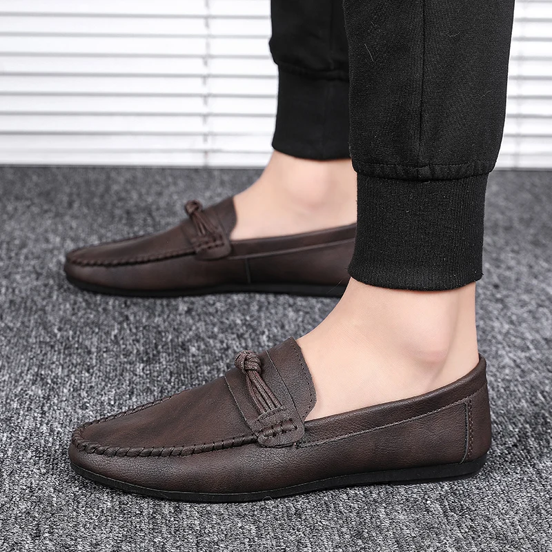 

Men Loafers Shoes Man 2021 Fashion Comfy Slip-on Drive Moccasins Footwear Male Brand Leather Boat Shoes Men Casual Shoes