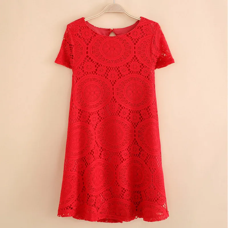 

Maternity Dress Summer Women Casual Short Sleeves Knitted Lace Clothes For Pregnant Women S-3XL