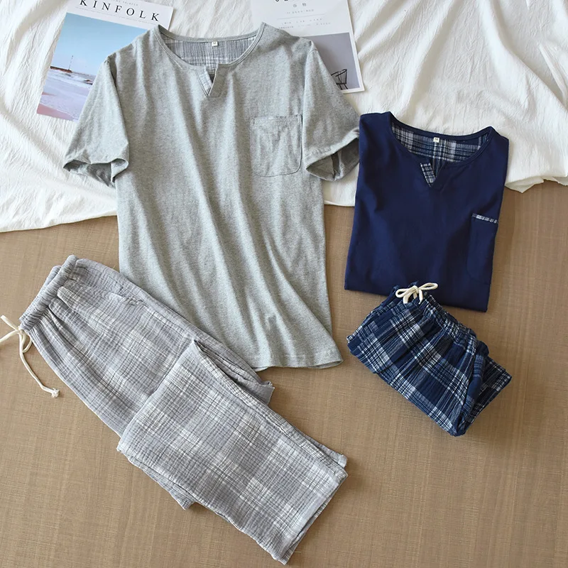 

100% Cotton Pajama Set Men Male Pajamas Mens Pajamas Cotton 21013