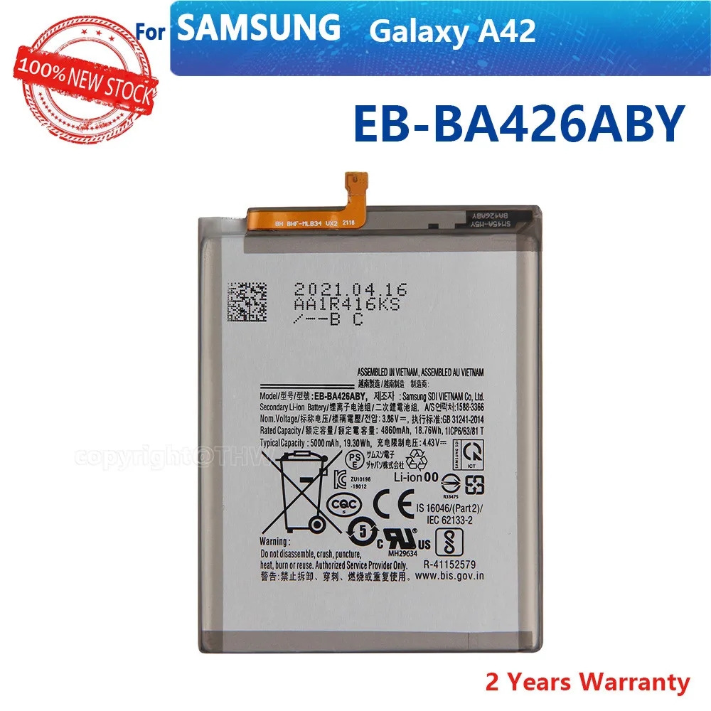 

100% Оригинальный аккумулятор для телефона Samsung Galaxy A42 A72, 5000 мАч, оригинальный запасной аккумулятор высокого качества