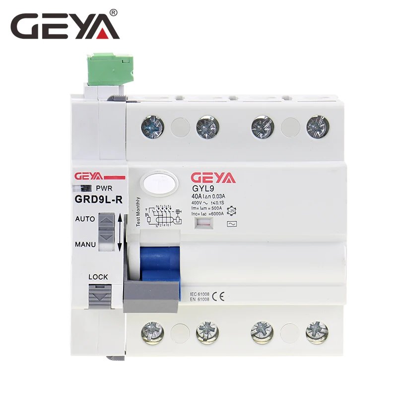 GEYA 6KA ELCB RCCB 2P автоматическое устройство повторного отключения дистанционный выключатель автоматический выключатель RCD 40A 63A 30mA