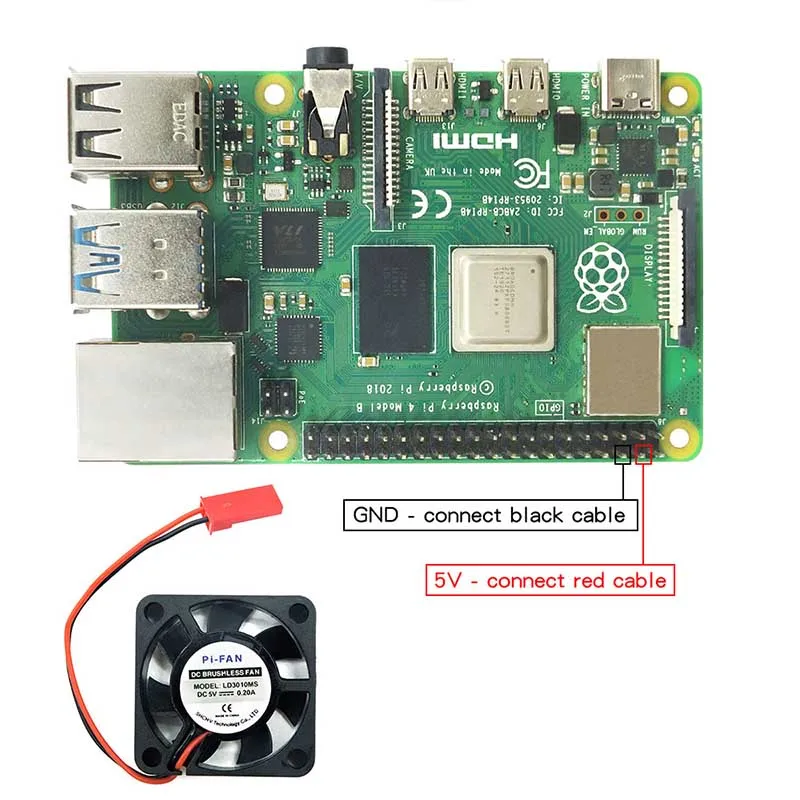 Плата Raspberry Pi 4 Model B в комплекте с алюминиевым чехлом радиатором переключателем