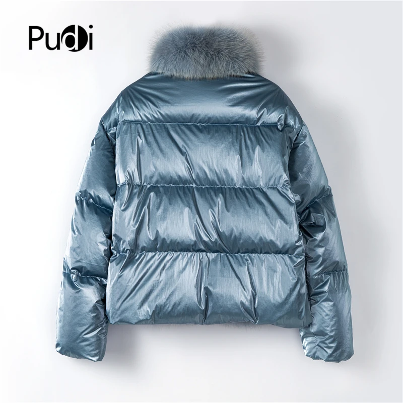 Pudi TX223914 женский 90% утиный пух новая ткань натуральный Лисий мех зимняя куртка пальто Женская мода Натуральная меховая шуба верхняя одежда