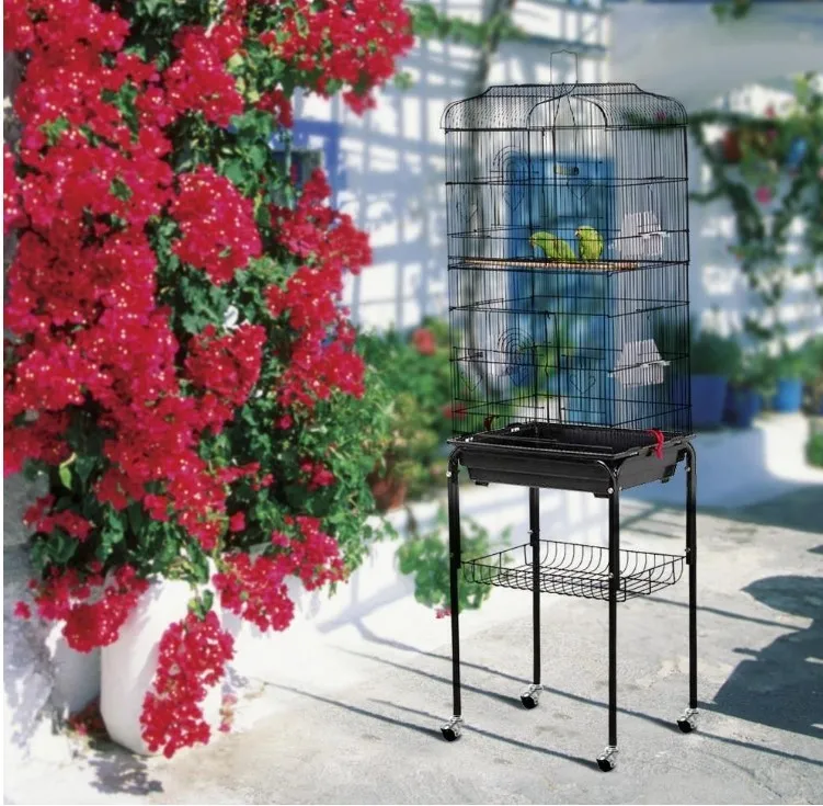 

46*35.3*150.6cm Wire Bird Cage Wheels Indoor/Outdoor Large Bird Cage Skylight 360° Rotatable With 4 Casters HWC