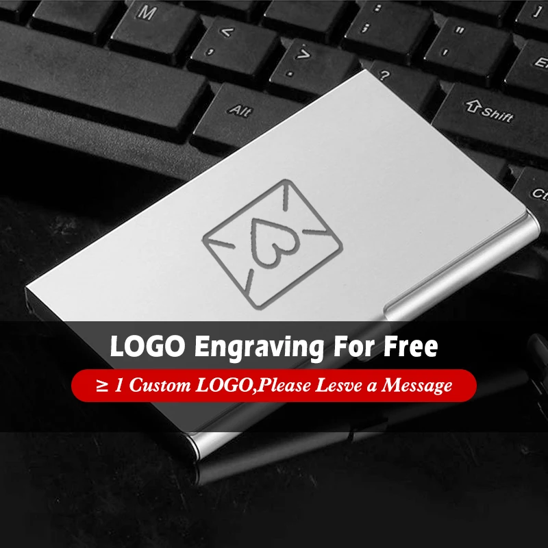 Чехол для визиток Бесплатная гравировка логотип на заказ металлическая коробка