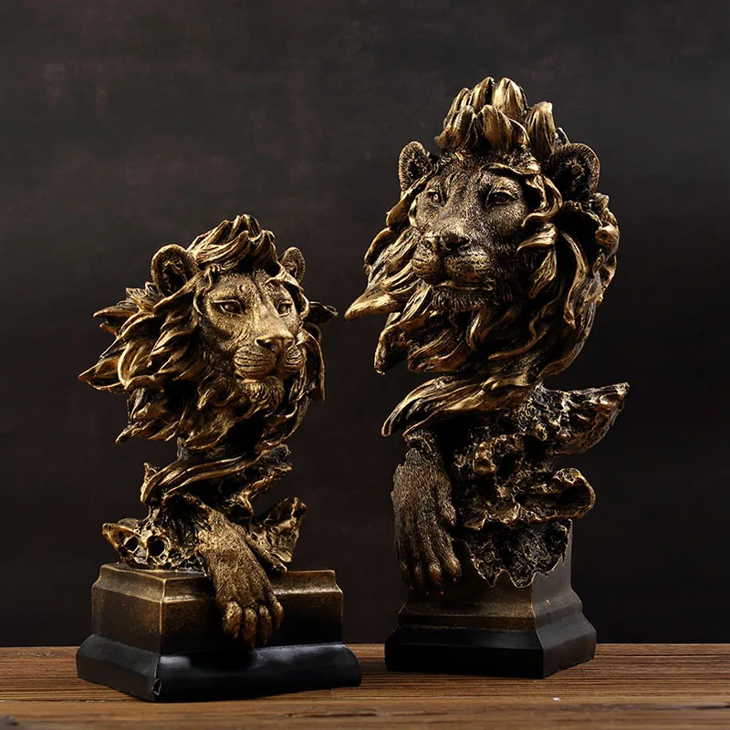 Антикварная скульптура для животных офисное украшение статуя льва головы