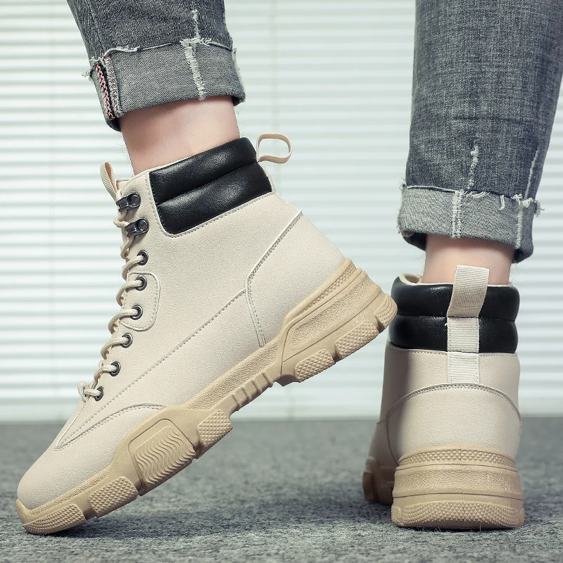 Модные походные кроссовки рабочие ботинки мужские кожаные черные коричневые