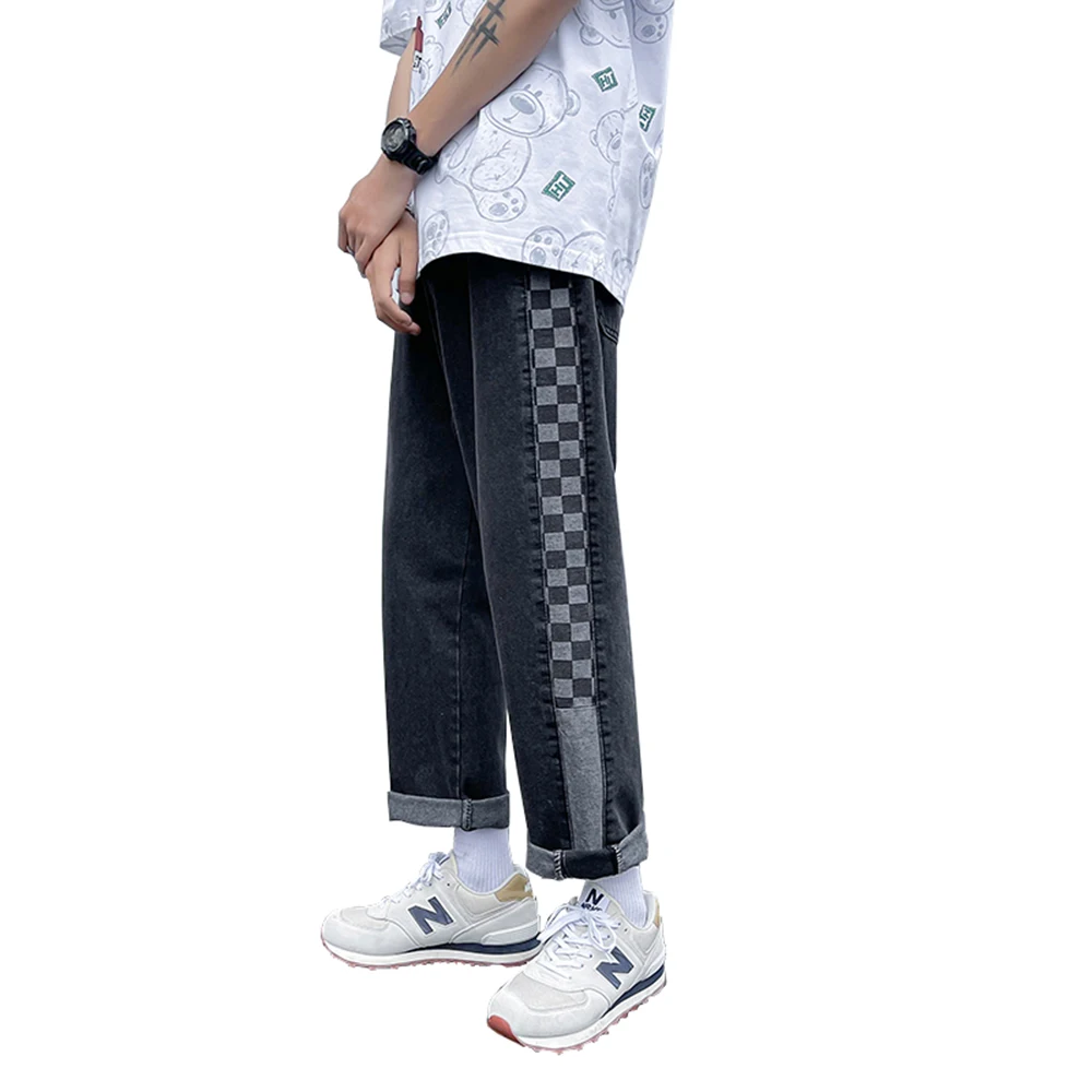 

Men's jeans fashion trend straight leg new casual wide-leg pants denim male street Korean hip-hop pants high street pants