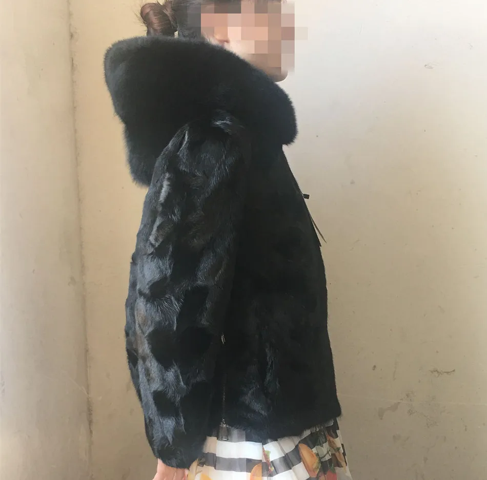 Новая мода женские настоящие норковые части мех женское уличное пальто