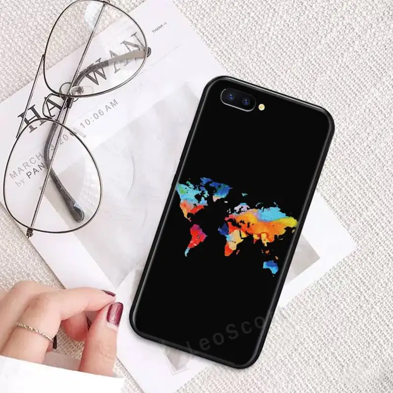 

World map airplane pattern Phone Case For OPPO R9 R11 R15 R17 RENO Realme S PLUS Normal 2z 3 5 C2 pro