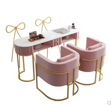 Чистый красный мраморный Маникюрный Стол и стул набор один двойной простой