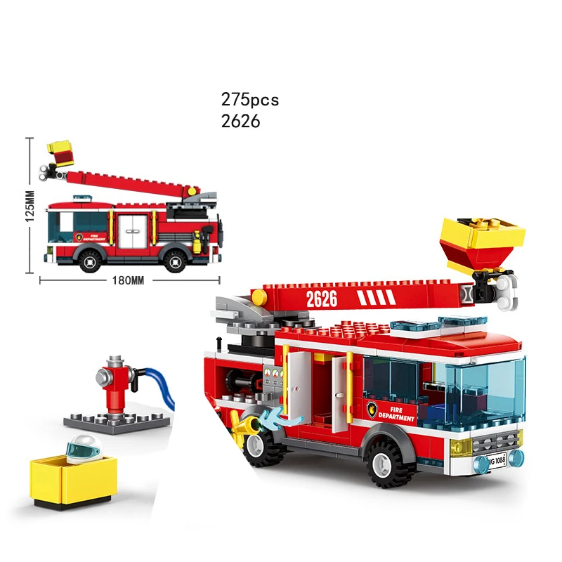 

280pcs Lift-up fire engine city Trucks Car Building Blocks City Police Firefighter Bricks children boys Toys Christmas Gifts