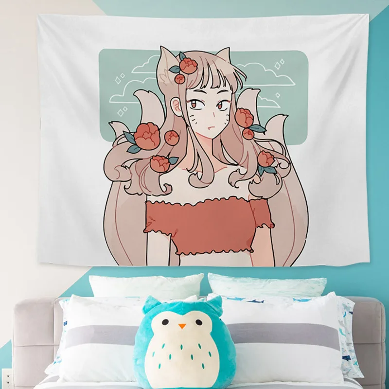 

Boys Girls Anime Wall Decor Kawaii Tapestry Background Decorative Cloth Nordic Room Decoration Blanket Wall Hanging Soft Carpet