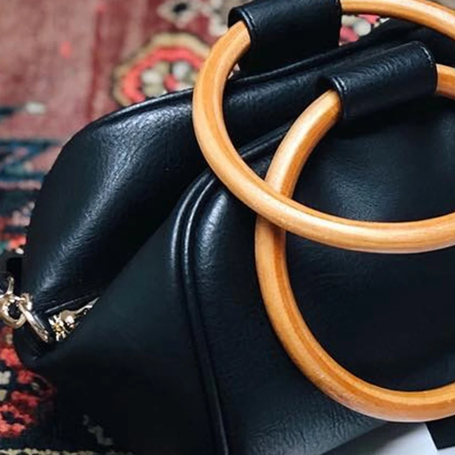 Повседневные круглые дамские сумочки с деревянными ручками Роскошные Сумки из