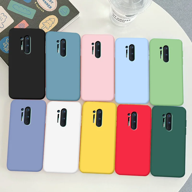 

For Oneplus 8 Pro Case Soft TPU Silicone Case For Oneplus 8 Pro Simple Macaron Colors Candy Black Simple Phone Back Cover