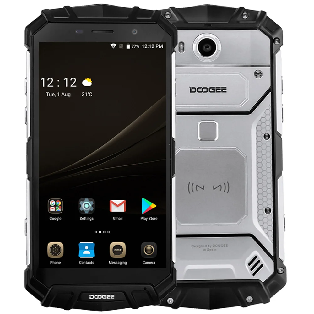 Серебристый DOOGEE S60 Lite IP68 беспроводной зарядный смартфон 5580 мАч 12V2A Быстрая зарядка 16MP 5,2 ''FHD MTK6750T Восьмиядерный 4 ГБ 32 ГБ NFC телефон - Цвет: Серебристый