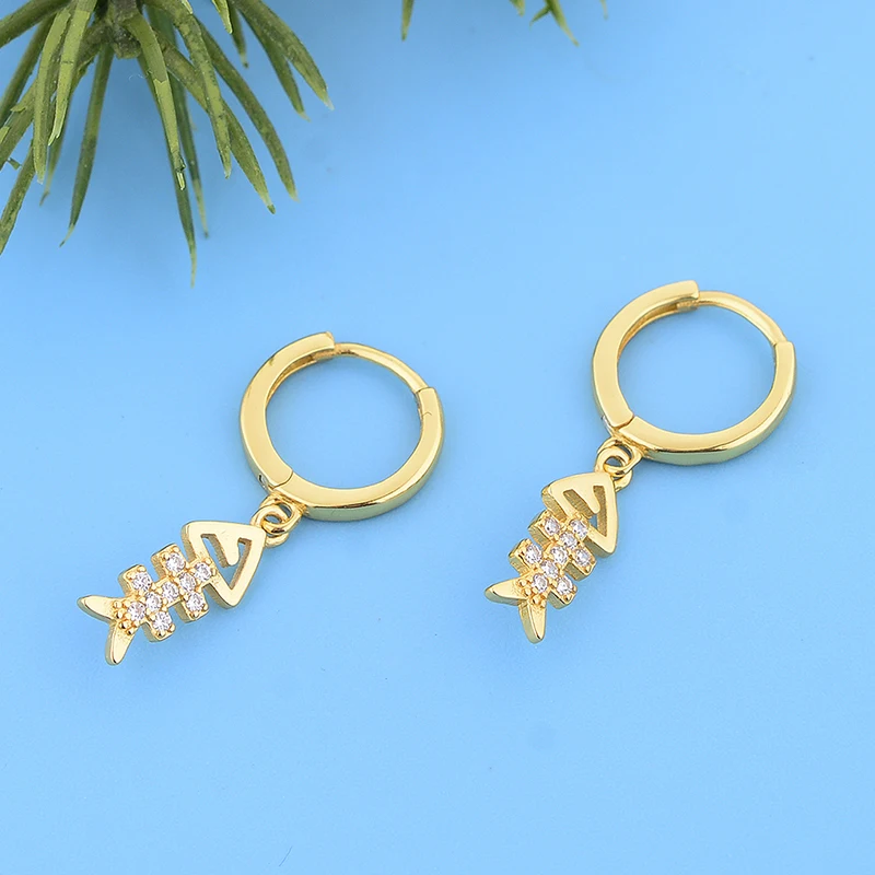 FC ювелирные изделия 925 Серебро Французский золотой цвет рыба кость знак